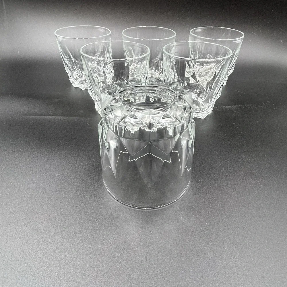 Vintage Arcoroc France Set Of‎ 6 Rock Glasses,  9 Ounce Barware Glasses.